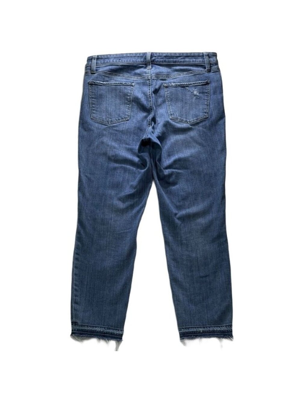 Talbots Flawless Slim Ankle Jeans Size 12 Distressed Raw Hem Medium Wash Stretch - Picture 7 of 12